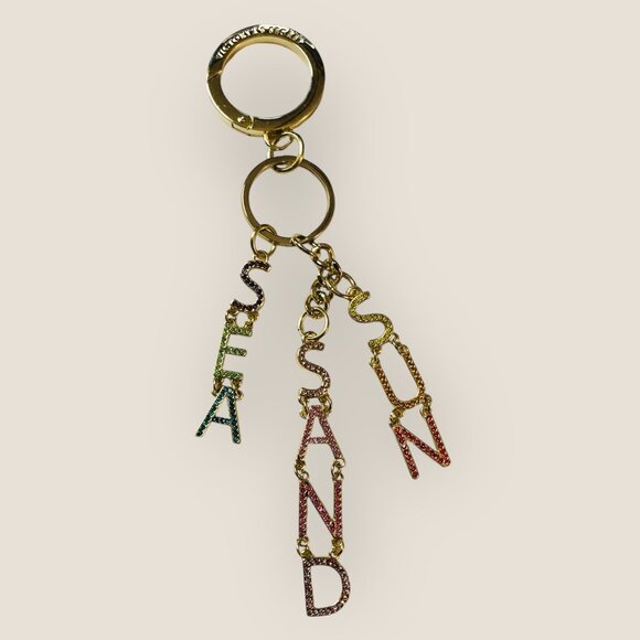 Victoria's Secret Sea Sand Sun Keychain Bag Clip With Rhinestone Letter Charms - Picture 1 of 6